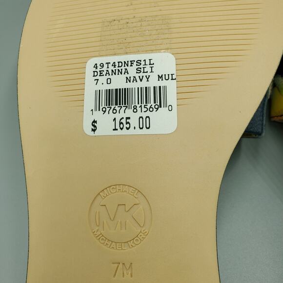 NIB Michael Kors Deanna Sequined Fruit Print Slide Sandal Navy Multi Size 7M - Picture 16 of 16